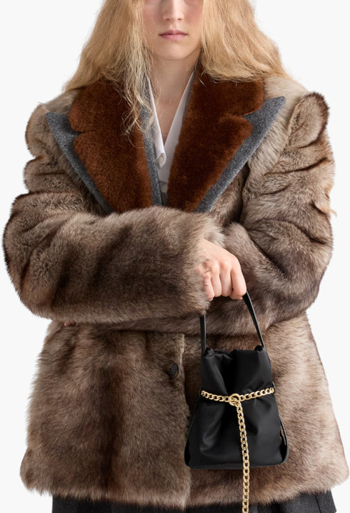 Prada Petit Sac Noir Mini Re-Nylon And Nappa Leather Bucket Bag